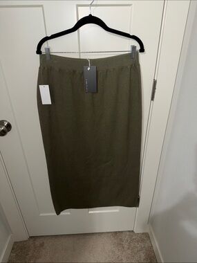 NWT Laurel Grey Olive sweater Knit Midi Skirt MS5